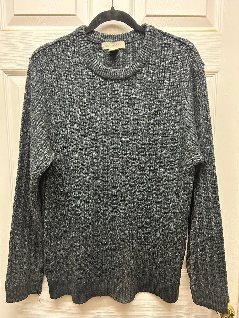 Reiss Men’s Slate Blue Textured Crewneck Sweater